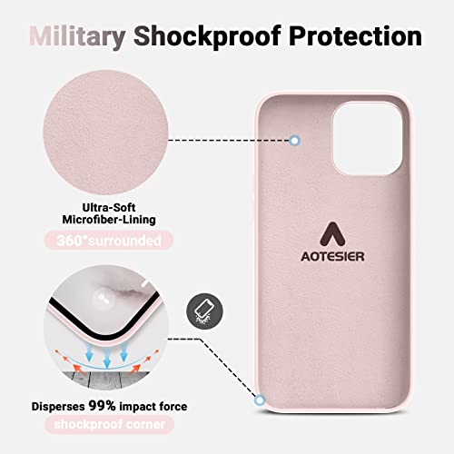 AOTESIER Shockproof Designed for iPhone 14 Pro Max Case, [Food Grade Silicone] [Military Drop Protection] with Anti-Scratch Lining Protective Phone Case for 14 ProMax, 6.7 inch, Chalk Pink - Image 5