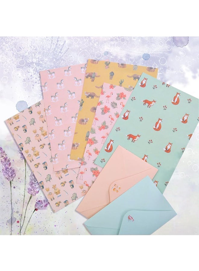 مجموعة الورق الثابت والأظرف 90S, مجموعة قرطاسية ورق الكتابة,10 أنواع مختلفة ورق قرطاسية الكتابة لطيف مجموعة الأحرف (60 ورق قرطاسية + 30 أظرف) - Image 5