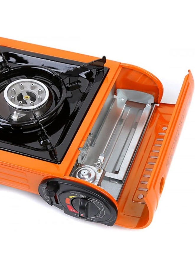 AL MADINA Alsaqer Double Burner Camping Stove with BBQ Grill Caston hotplate, Hamburger Tray, GO2CAMPS BBQ tools with Carry Case  - Image 3