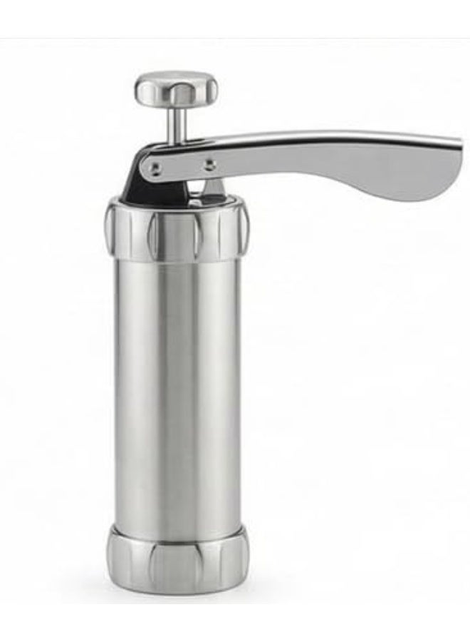 ماكينة صنع البسكويت اليدوية المصنوعة من الفولاذ المقاوم للصدأ مع أقراص تشكيل متعددة | مسدس البسكويت لصنع البسكويت والمعجنات المنزلية | سهلة الاستخدام، متينة، مثالية للخبز - Image 1