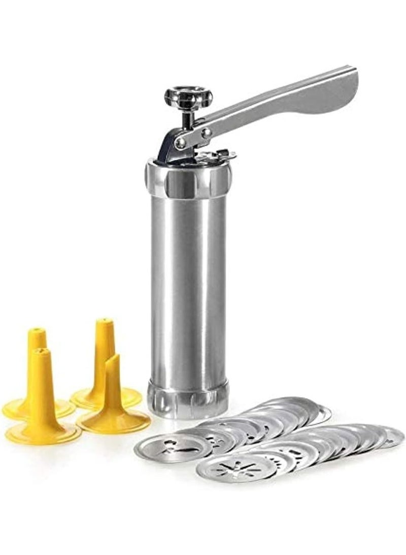 ماكينة صنع البسكويت اليدوية المصنوعة من الفولاذ المقاوم للصدأ مع أقراص تشكيل متعددة | مسدس البسكويت لصنع البسكويت والمعجنات المنزلية | سهلة الاستخدام، متينة، مثالية للخبز - Image 4