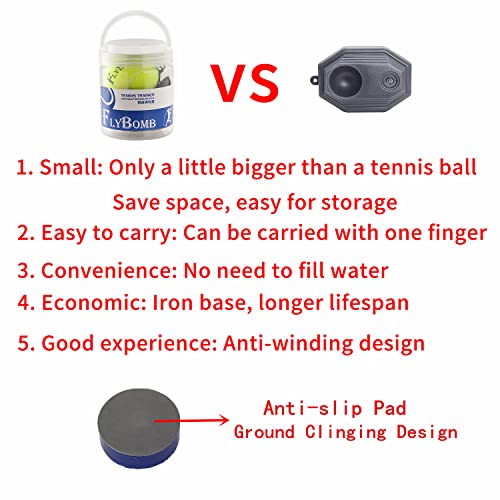 Teloon flybomb Portable Tennis Trainer 2.05LB Weight Heavy Iron Base Tennis Training Tool Exercise Tenis Ball Sports Self-Study,3 Replacement Rebound Balls+Wristband+Overgrip+Ring+Damper - Image 4