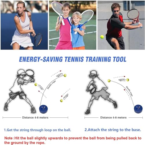 Teloon flybomb Portable Tennis Trainer 2.05LB Weight Heavy Iron Base Tennis Training Tool Exercise Tenis Ball Sports Self-Study,3 Replacement Rebound Balls+Wristband+Overgrip+Ring+Damper - Image 3