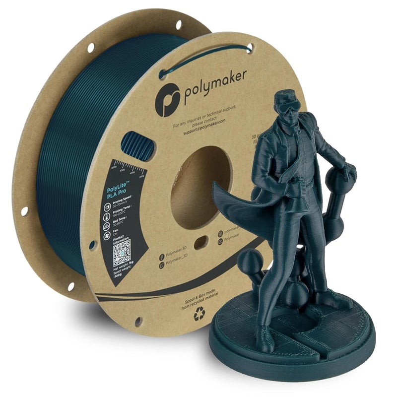 polymaker خيوط PLA PRO 1.75 مم 1 كجم، قوي وعالي الصلابة باللون الأزرق-الأخضر لخيوط الطباعة ثلاثية الأبعاد، خيوط طابعة ثلاثية الأبعاد PolyLite PLA PRO 1.75 مم، الطباعة مع معظم الطابعات ثلاثية الأبعاد - Image 1