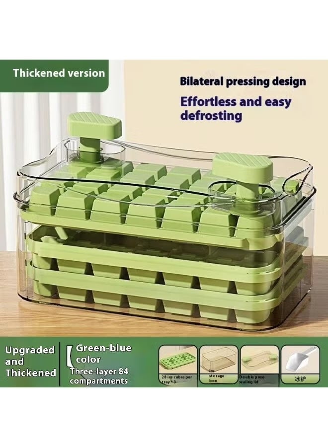 Kawkab Three layers with 84 compartments for large capacity. The unique ice cube tray design allows for quick ice making. Equipped with 84 storage compartments with lids, suitable for long-term storage and use. (Green) - Image 1