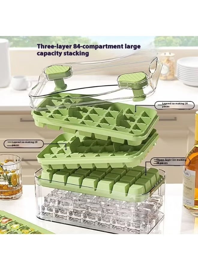 Kawkab Three layers with 84 compartments for large capacity. The unique ice cube tray design allows for quick ice making. Equipped with 84 storage compartments with lids, suitable for long-term storage and use. (Green) - Image 3