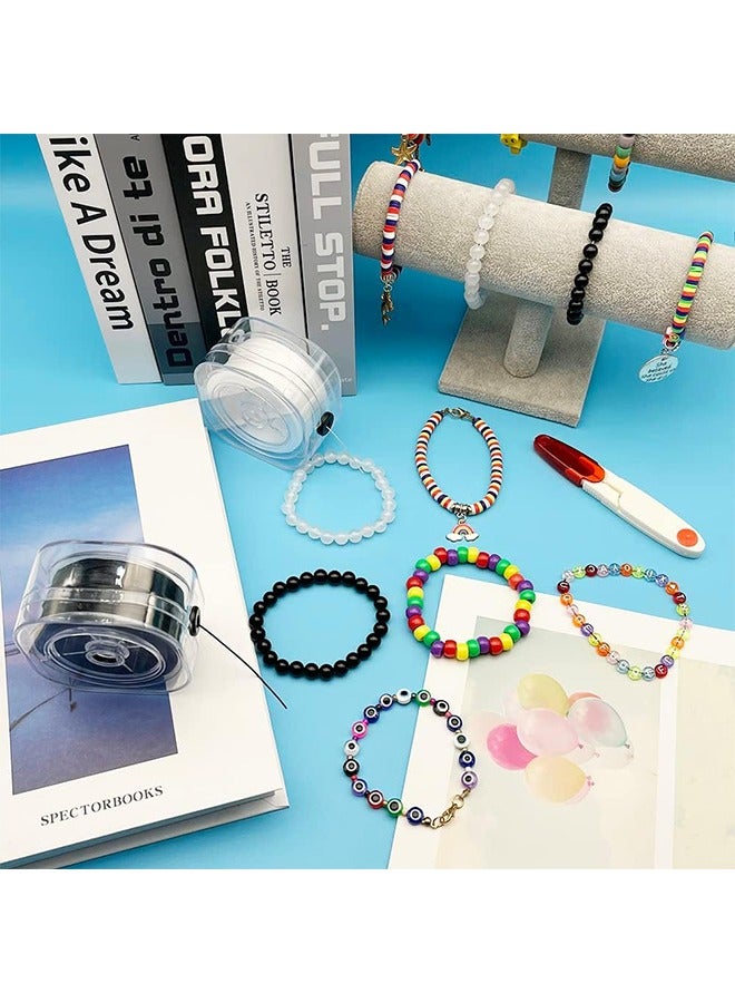 اتش واي 1 لفات 0.8mm سلاسل سوار مسطحة بسط مع حالة تنظيم ، 90 ياردة أبيض كريستال مرن خيط الحبل لصنع أساور المجوهرات والديكور - Image 3