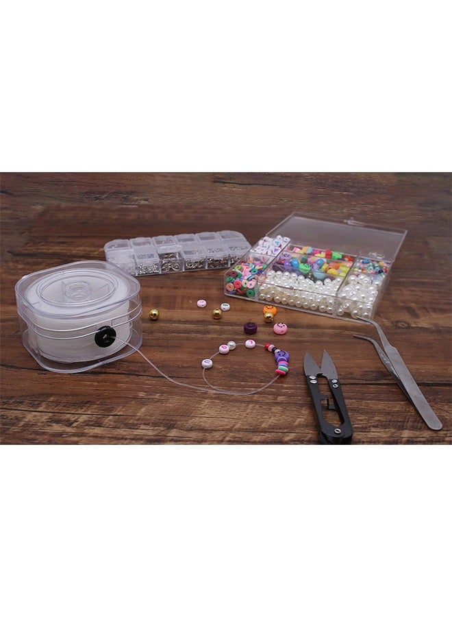 اتش واي 1 لفات 0.8mm سلاسل سوار مسطحة بسط مع حالة تنظيم ، 90 ياردة أبيض كريستال مرن خيط الحبل لصنع أساور المجوهرات والديكور - Image 4