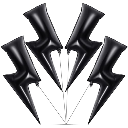 Deekin 4 Pcs 45 Inch Lightning Balloons Bolt Foil Party Large Flash Foil Lightning Bolt Shape Balloons for Birthday Wedding Baby Shower DecorationsBlack - Image 1