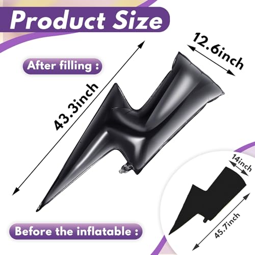 Deekin 4 Pcs 45 Inch Lightning Balloons Bolt Foil Party Large Flash Foil Lightning Bolt Shape Balloons for Birthday Wedding Baby Shower DecorationsBlack - Image 5