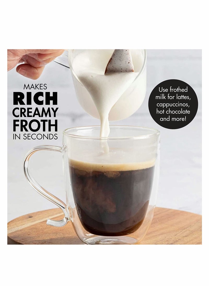واي آند دي Milk Frother With Stand, Handheld Egg Mixer Whisk, Foamer Frother, Mini Blender for Coffee, Frappe, Latte, Matcha, Budget - Black - Image 4