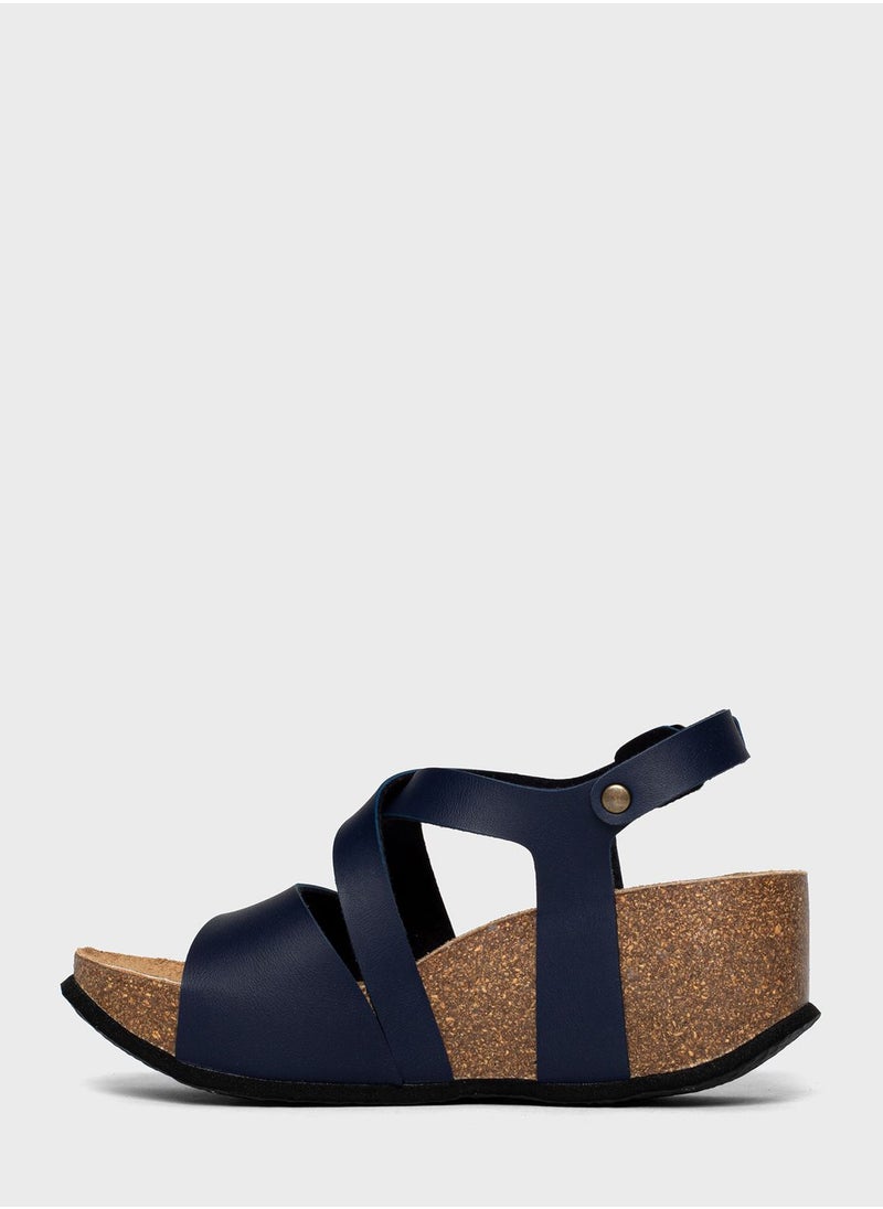 BAYTON - Malaga Strappy Mid Heel Wedges - Image 1