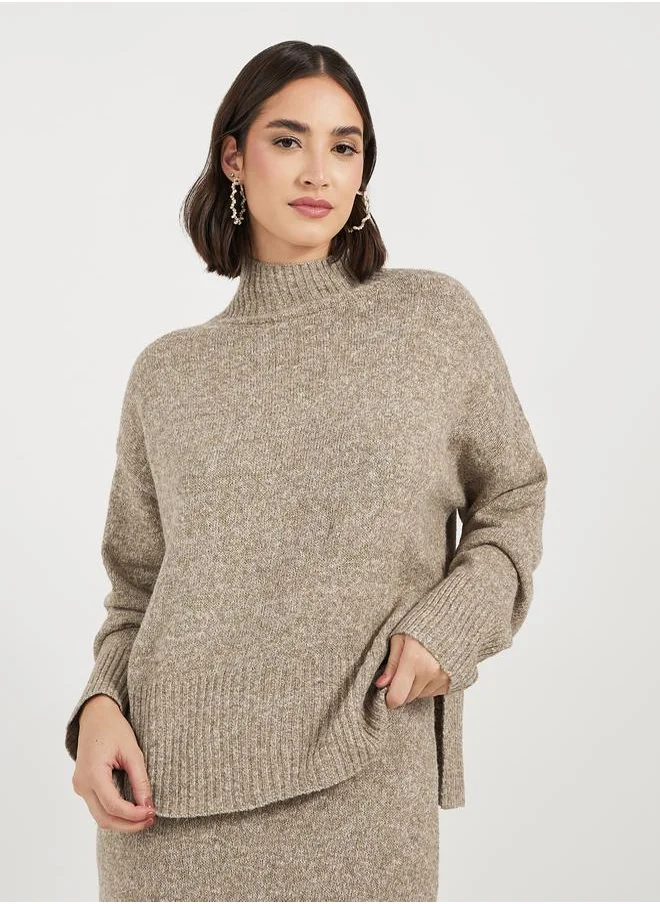 Styli Relaxed Fit Knitted Sweater & Midi Skirt Co-Ords