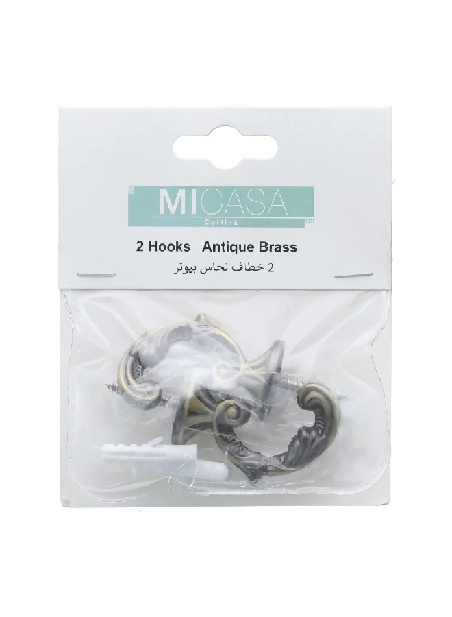 Micasa 2-Piece Hooks Antique Brass  3 x 2 x 2 cm SACO.MP.HOOK.17YH002.A