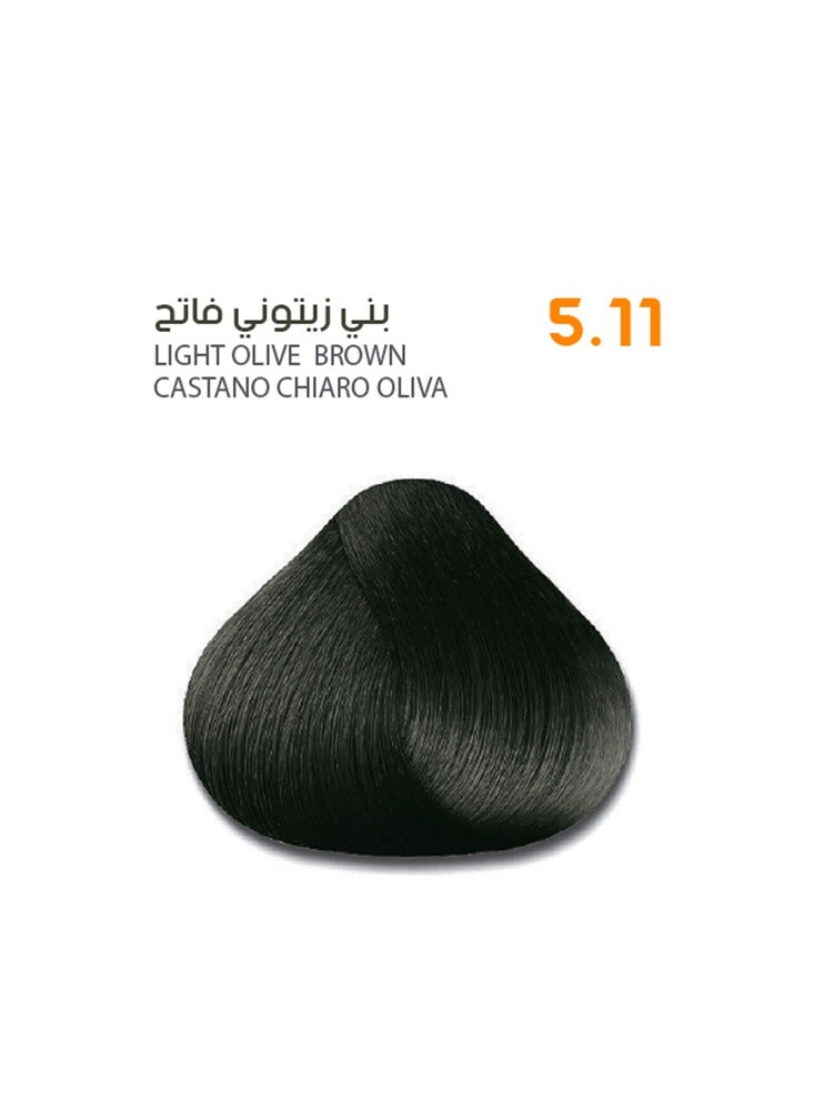 SAVOO Hair Color Cream #5.11 Light Olive Brown – Permanent Hair Dye with Oil Plex & Botanical Extracts | 100ml | Cool-Toned Brown with Olive Ash Undertones | 100% Grey Coverage - Image 1