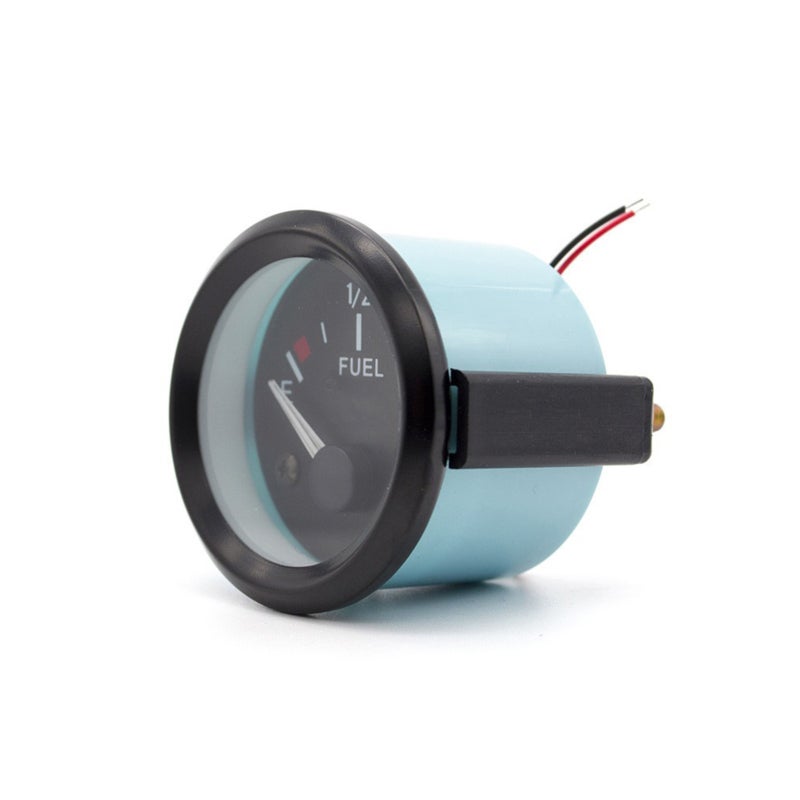 Fuel Level Gauge 2-Inch (52mm) Black Simple Clean Face Oil Level Meter - White Pointer Easy Installation Fuel Tank Meter for 12V Petrol Car Motor Vehicle Modification - Image 1
