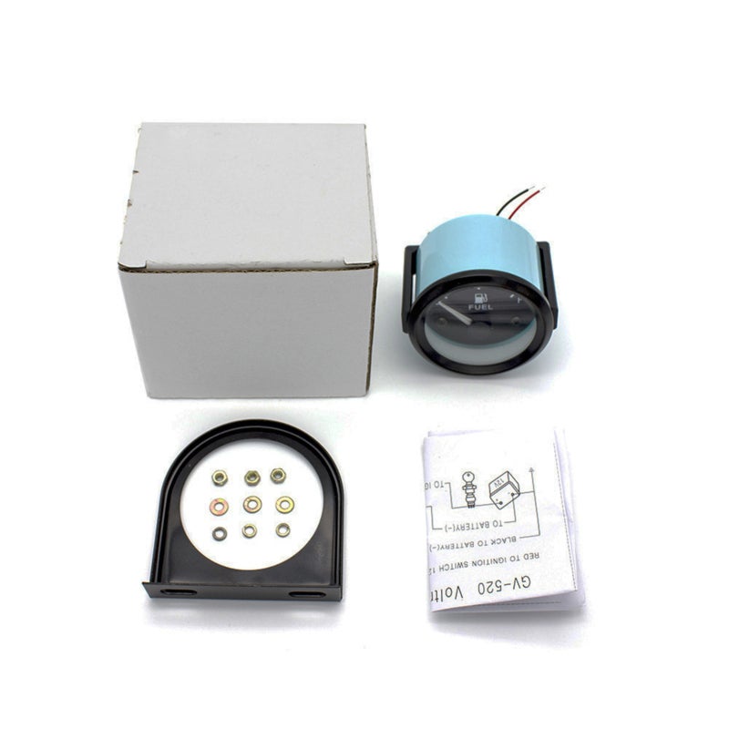 Fuel Level Gauge 2-Inch (52mm) Black Simple Clean Face Oil Level Meter - White Pointer Easy Installation Fuel Tank Meter for 12V Petrol Car Motor Vehicle Modification - Image 5