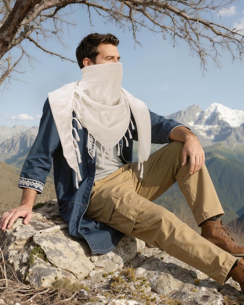Aonal Store Military Shemagh Tactical Desert Scarf, 100% Cotton Keffiyeh Neck Head Scarf Wrap for Men Women - Image 5