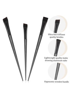 SUNSAR Fine Angled Eyeliner Brush, Ultra thin Precision Eyeliner Brushes Fine Point Angled Eyebrow Concealer Brush Set of 3, Makeup Brush Tool Gel Eyeliner Brush for Precision Eye Liner Brows  - Image 2