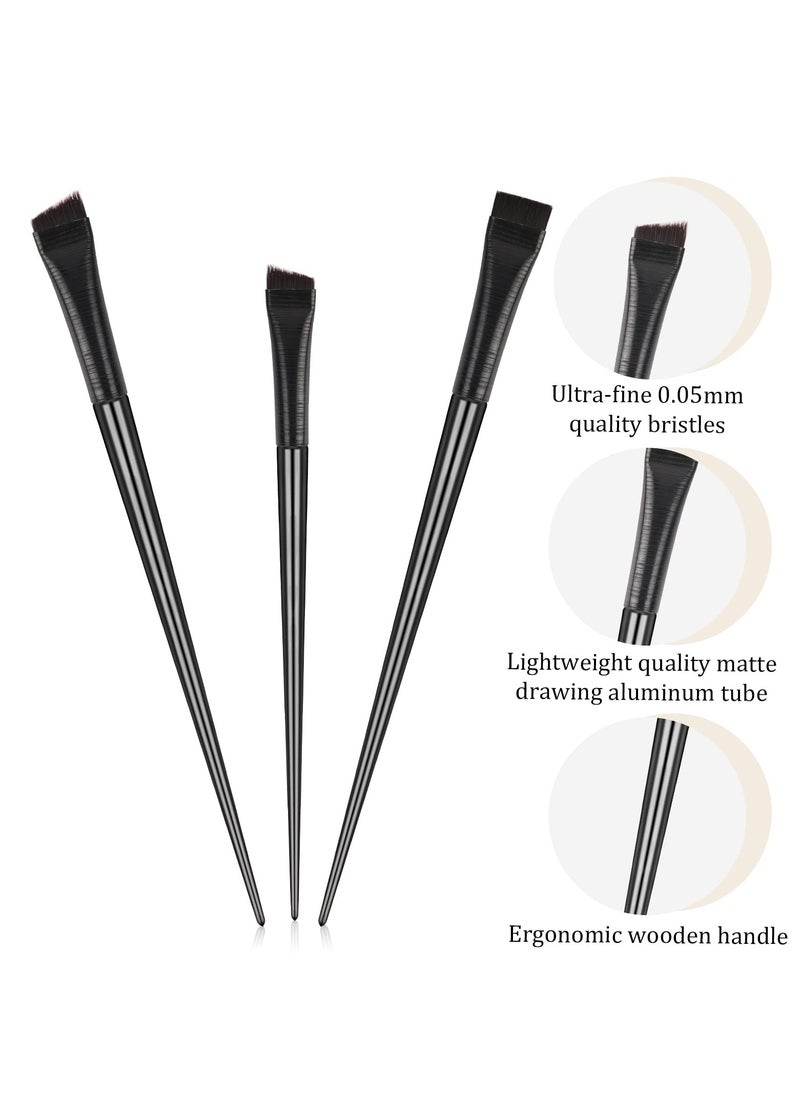 SUNSAR Fine Angled Eyeliner Brush, Ultra thin Precision Eyeliner Brushes Fine Point Angled Eyebrow Concealer Brush Set of 3, Makeup Brush Tool Gel Eyeliner Brush for Precision Eye Liner Brows  - Image 2