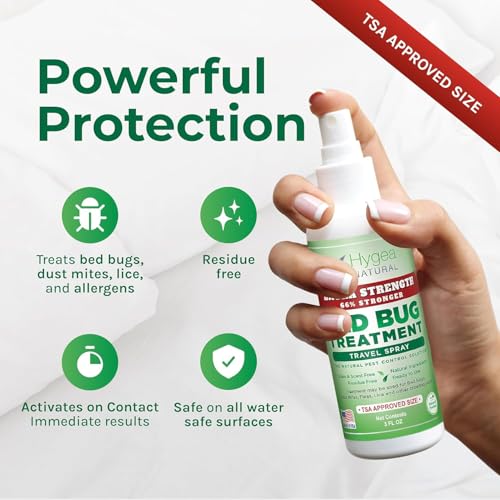 Hygea Natural Extra Strength Bed Bug & Mite Natural Travel Spray - TSA Approved Size - Child & Pet Friendly - Stain & Odor Free - for Hotel, Suitcase, Backpack, Shoes - 66% Stronger Formula(2pk, 3 oz) - Image 3