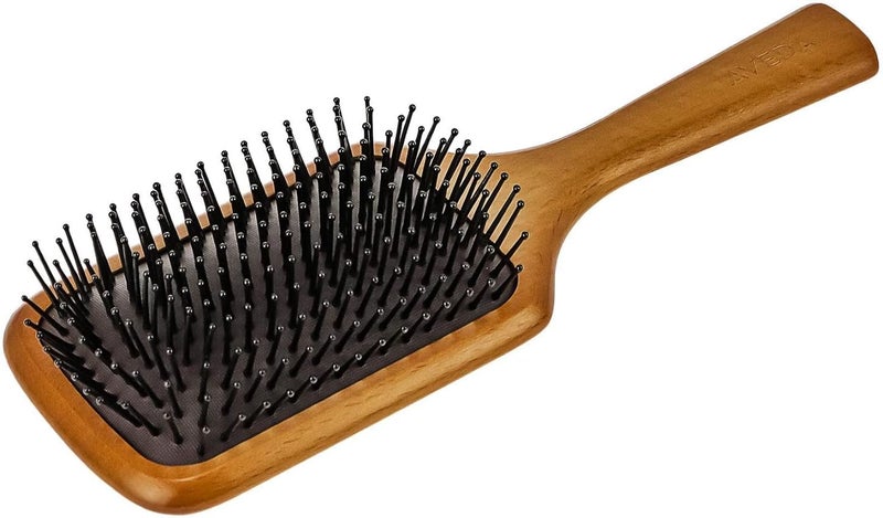 Purfex Wooden Paddle Hair Brush with Nylon Bristles air cushion brush, Detangling Square Paddle Hairbrush for Massaging Scalp, for Women Men and Kids, for All Hair Types, with Ergonomic handle - Image 1