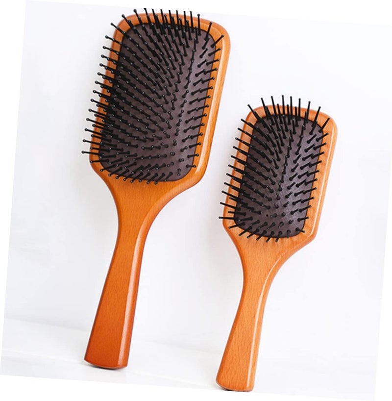 Purfex Wooden Paddle Hair Brush with Nylon Bristles air cushion brush, Detangling Square Paddle Hairbrush for Massaging Scalp, for Women Men and Kids, for All Hair Types, with Ergonomic handle - Image 5