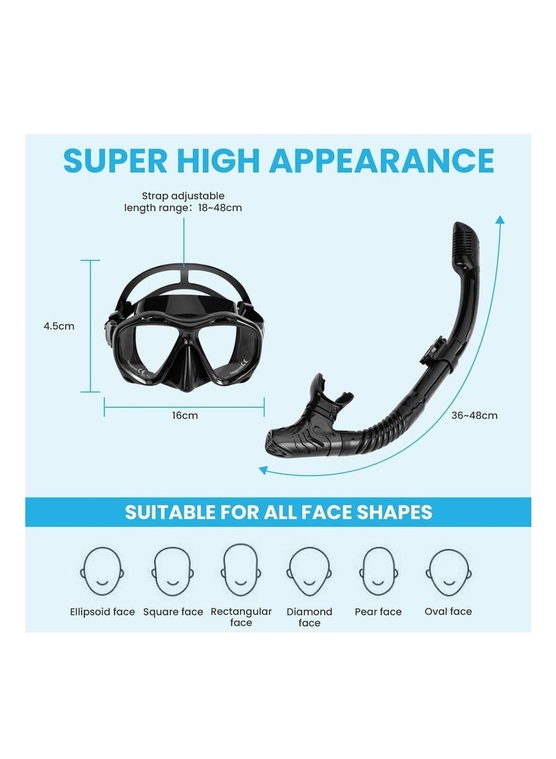 رحلة التنوعD قناع غطس مع أحدث نظام تنفس جاف، نظارات غطس بانورامية قابلة للطي 180 درجة من الزجاج المقوى ومقاومة للضباب ومقاومة للتسرب، معدات غطس للبالغين والشباب ، قناع غطس للتنفس الحر للغطس والغوص والسباحة - Image 5
