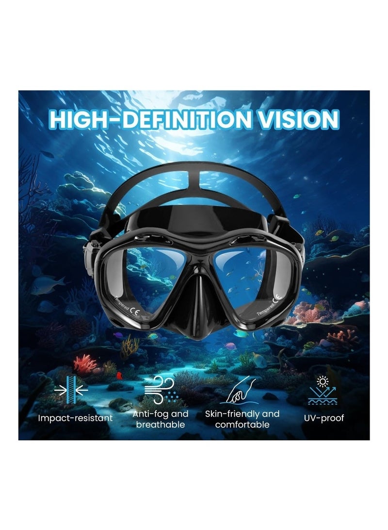 رحلة التنوعD قناع غطس مع أحدث نظام تنفس جاف، نظارات غطس بانورامية قابلة للطي 180 درجة من الزجاج المقوى ومقاومة للضباب ومقاومة للتسرب، معدات غطس للبالغين والشباب ، قناع غطس للتنفس الحر للغطس والغوص والسباحة - Image 2