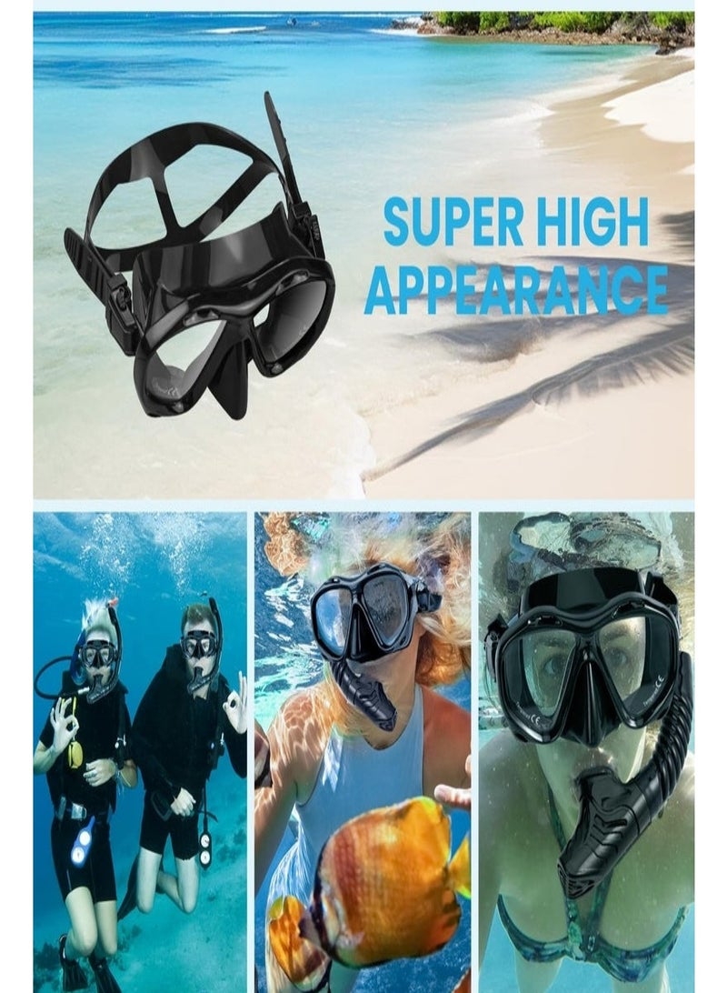 رحلة التنوعD قناع غطس مع أحدث نظام تنفس جاف، نظارات غطس بانورامية قابلة للطي 180 درجة من الزجاج المقوى ومقاومة للضباب ومقاومة للتسرب، معدات غطس للبالغين والشباب ، قناع غطس للتنفس الحر للغطس والغوص والسباحة - Image 4
