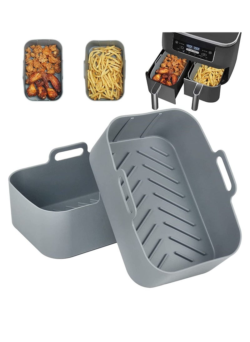 Generic 2Pcs Air Fryer Silicone Liners for Ninja Dual Air Fryer Rectangular Silicone Air Fryer Liners Compatible with Double Air Fryer Ninja DZ201 8 QT Ninja Dual Air Fryer Accessories  - Image 1