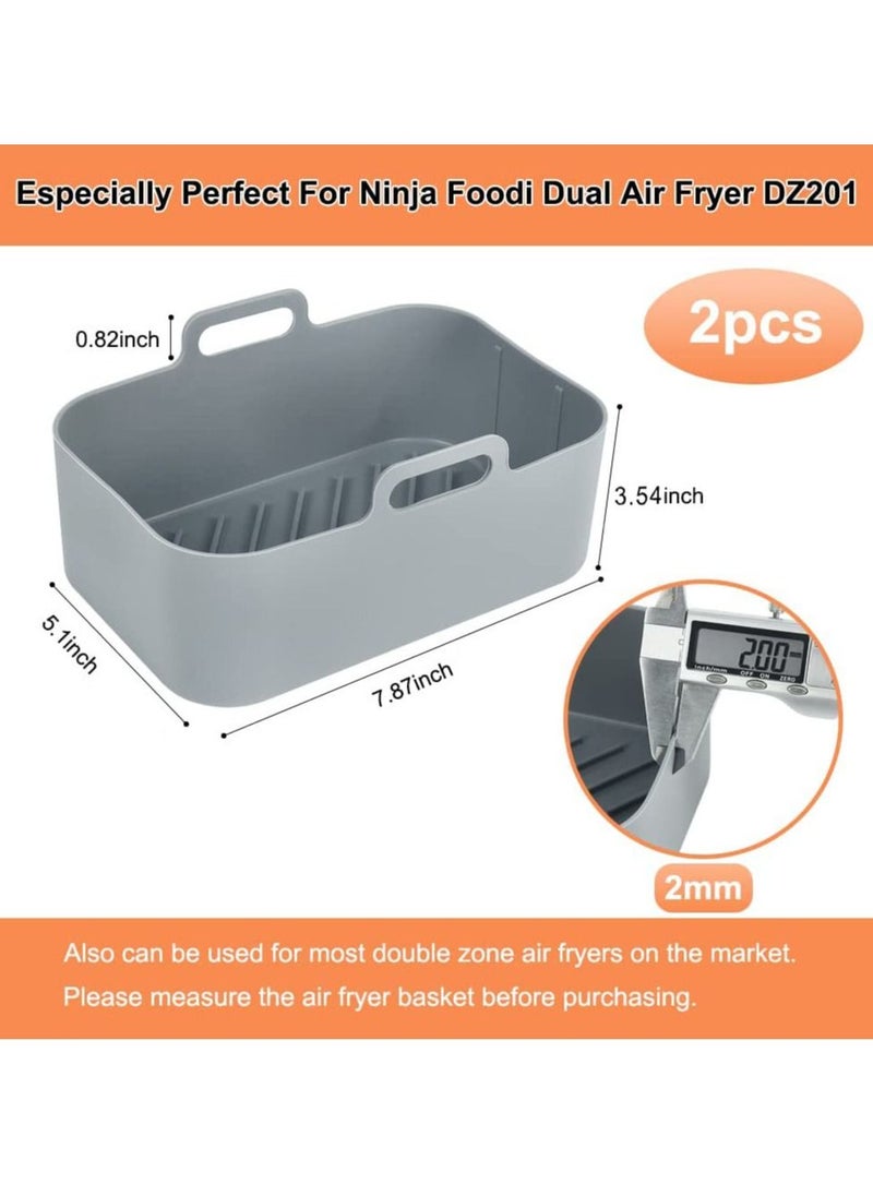 Generic 2Pcs Air Fryer Silicone Liners for Ninja Dual Air Fryer Rectangular Silicone Air Fryer Liners Compatible with Double Air Fryer Ninja DZ201 8 QT Ninja Dual Air Fryer Accessories  - Image 2