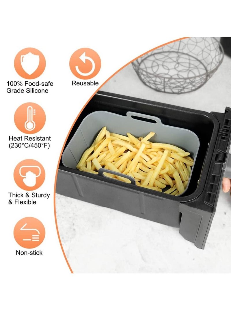 Generic 2Pcs Air Fryer Silicone Liners for Ninja Dual Air Fryer Rectangular Silicone Air Fryer Liners Compatible with Double Air Fryer Ninja DZ201 8 QT Ninja Dual Air Fryer Accessories  - Image 4