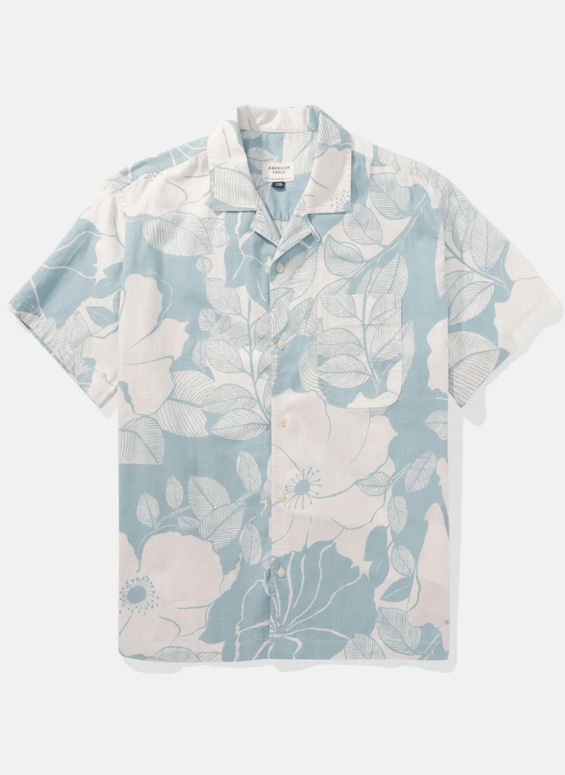 American Eagle Ae Floral Button-Up Poolside Shirt