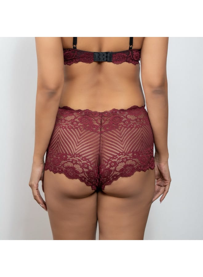Aadaraya Aadaraya Lace Detail Boyshort Briefs  - Image 3