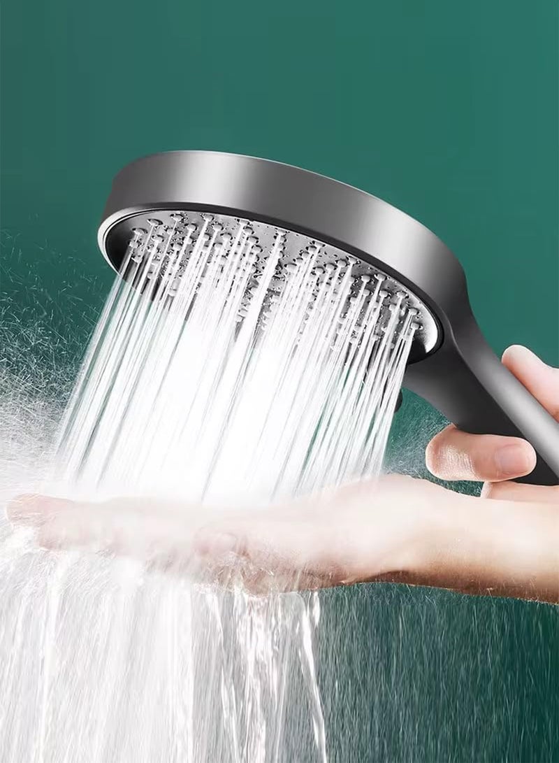 GT-Wheel High Pressure Shower Head with 4 Modes Turbocharged Handheld Shower Head with 15cm Wide Panel Air Injection Tech Easy Clean Silicone Nozzles Water Saving & Power Wash Spray - Image 1