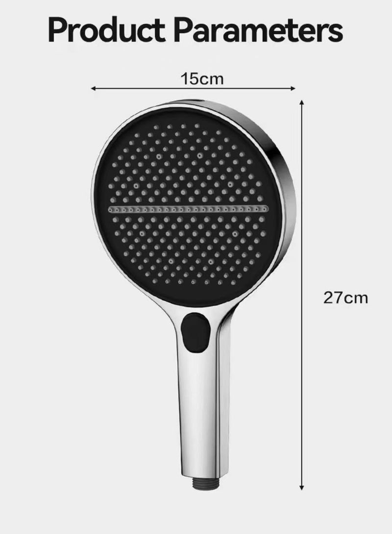 GT-Wheel High Pressure Shower Head with 4 Modes Turbocharged Handheld Shower Head with 15cm Wide Panel Air Injection Tech Easy Clean Silicone Nozzles Water Saving & Power Wash Spray - Image 2