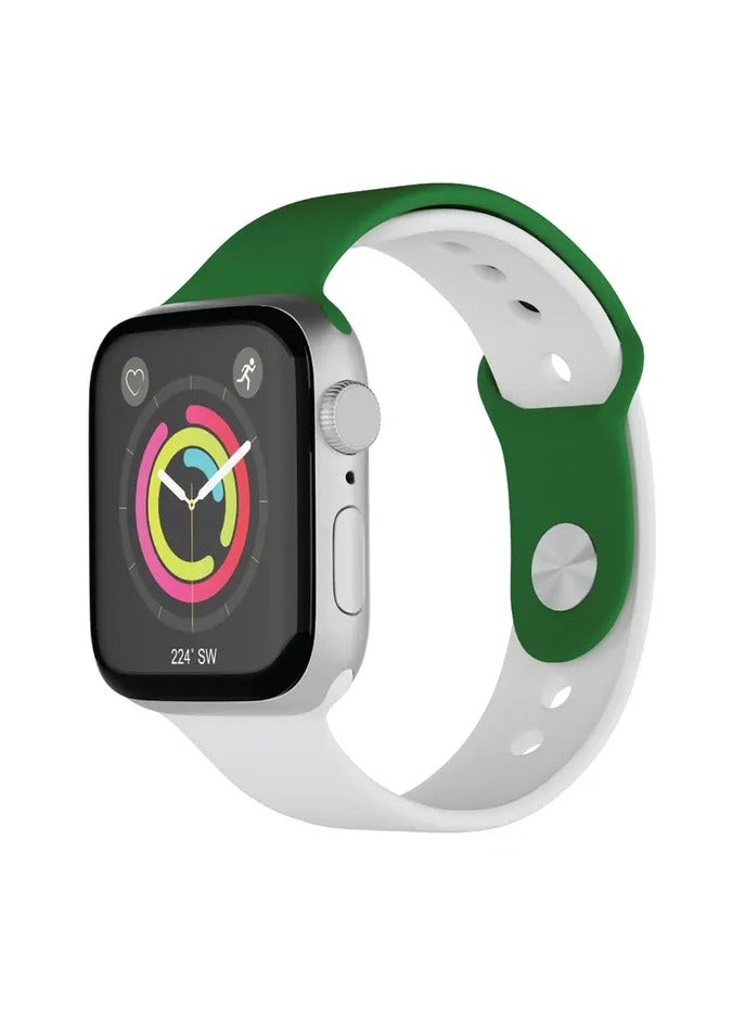 Silicone Smart Watch Strap / Durable and Stylish Watch Band- Green and White