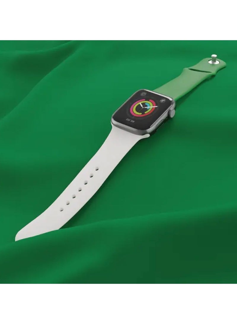 Silicone Smart Watch Strap / Durable and Stylish Watch Band- Green and White