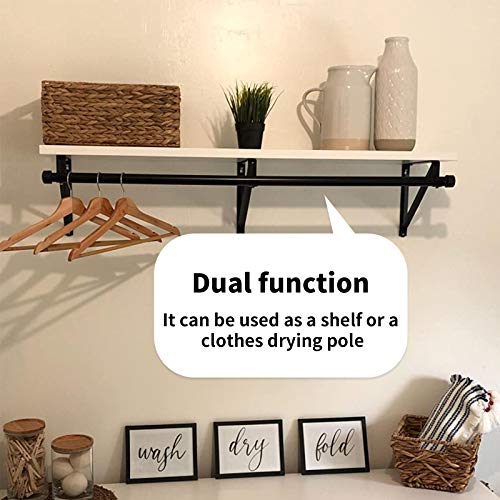 Homydom Heavy Duty Closet Rod & Shelf Brackets Clothes Hanger Pole Support Bracket Black 3 Pack - Image 5