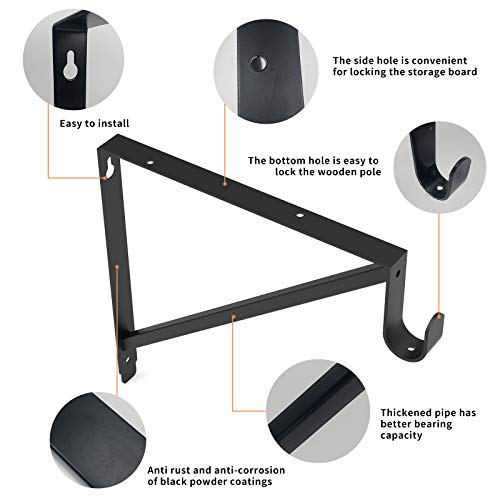 Homydom Heavy Duty Closet Rod & Shelf Brackets Clothes Hanger Pole Support Bracket Black 3 Pack - Image 4