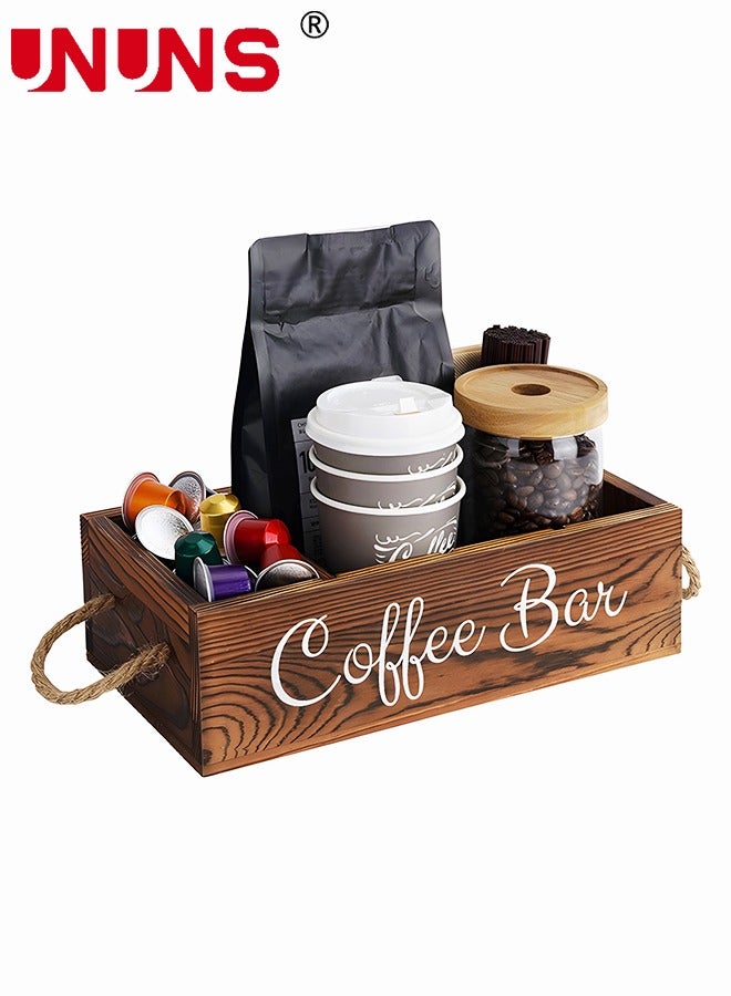 UNUNS Coffee Capsule Storage Box,Wooden Coffee Bar Box,Portable Coffee Capsule Storage Box With Removable Grids,Coffee Storage Box K Cup Coffee Accessories For Coffee Bar - Image 2