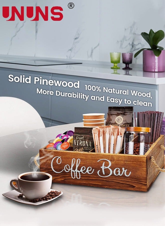 UNUNS Coffee Capsule Storage Box,Wooden Coffee Bar Box,Portable Coffee Capsule Storage Box With Removable Grids,Coffee Storage Box K Cup Coffee Accessories For Coffee Bar - Image 3