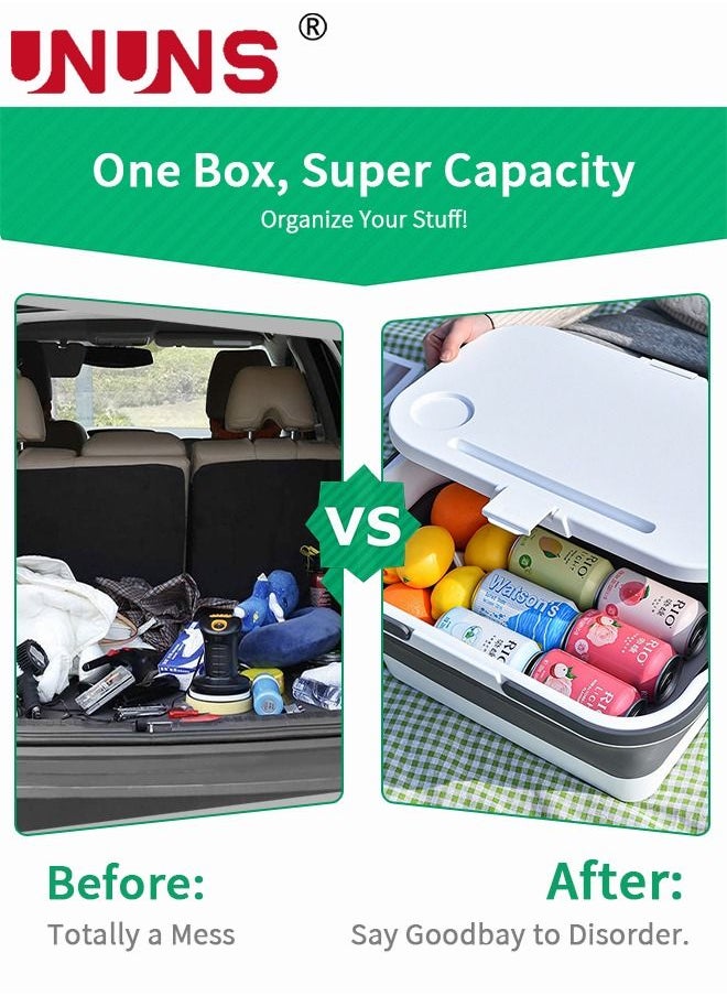 UNUNS Collapsible Bucket,Folding Cutting Board,Picnic Basket,Portable Foldable Wash Basin,Camping Box Accessories With Multifunctional Lid And Tray Table,Storage Bin Basket For Outdoor/Garden/BBQ/Home  - Image 2