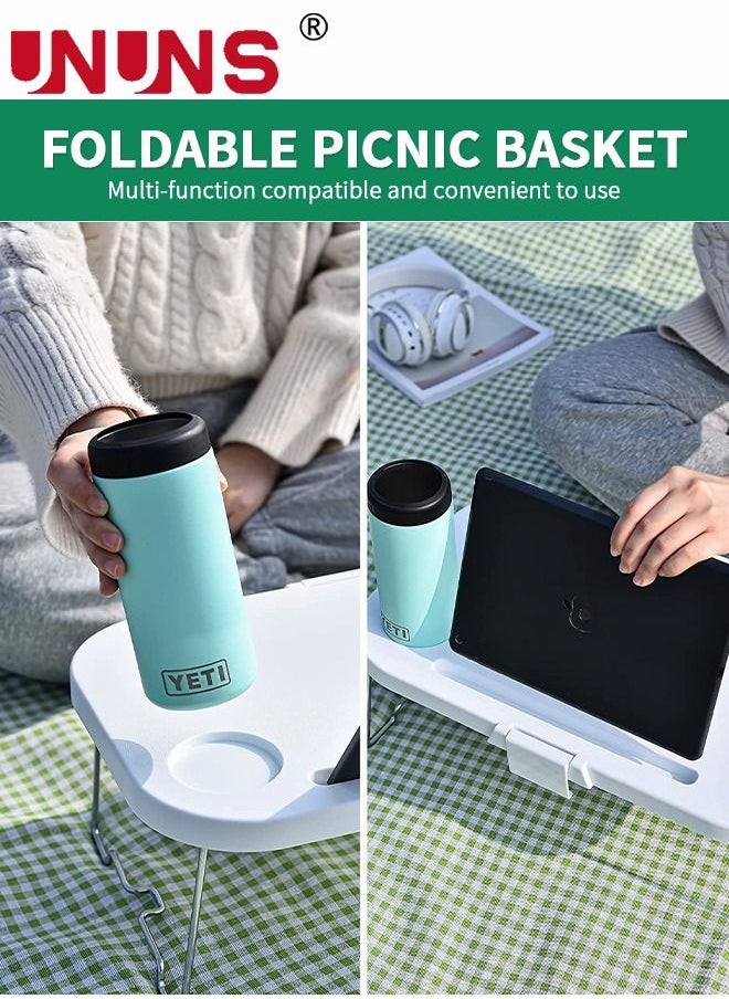 UNUNS Collapsible Bucket,Folding Cutting Board,Picnic Basket,Portable Foldable Wash Basin,Camping Box Accessories With Multifunctional Lid And Tray Table,Storage Bin Basket For Outdoor/Garden/BBQ/Home  - Image 5