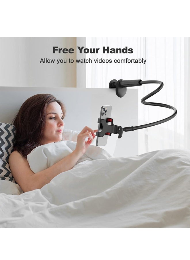 Gooseneck Cell Phone Holder, Universal 360 Flexible Phone Stand Lazy Bracket Mount Long Arms Clamp (Black) - Image 5