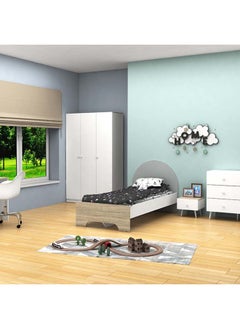 DANUBE HOME Lur 90X200 Kids Bed Sturdy Modern Design Wooden Single Bed Frame Furniture Quiet And Comfortable Beds -White & Sonoma Oak/Grey  - Image 5