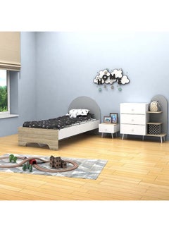DANUBE HOME Lur 90X200 Kids Bed Sturdy Modern Design Wooden Single Bed Frame Furniture Quiet And Comfortable Beds -White & Sonoma Oak/Grey  - Image 4