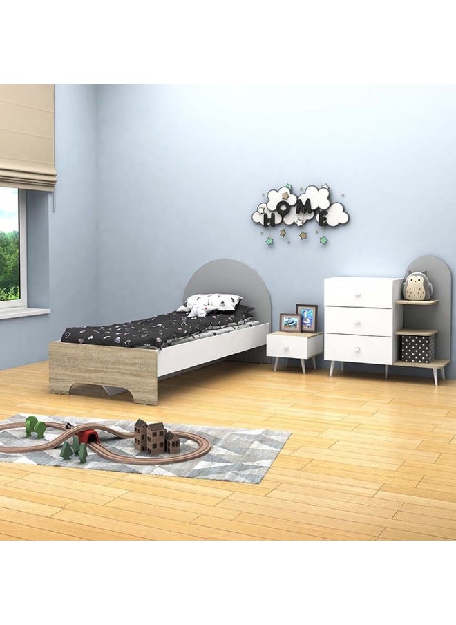 DANUBE HOME Lur 90X200 Kids Bed Sturdy Modern Design Wooden Single Bed Frame Furniture Quiet And Comfortable Beds -White & Sonoma Oak/Grey  - Image 4