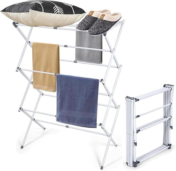 IGNOTI Clothes Drying Rack 3Tier Laundry Drying Rack for Clothes Expandable Metal Clothing Dryer Collapsible Towel Rack Air Drying Rack - Image 1